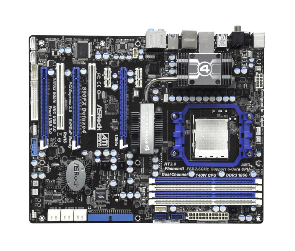 890FX-DELUXE4-BO-R ASRock 890fx Deluxe4 Amd 890fx Socket Am3+ Atx Motherboard W/aud (Refurbished)