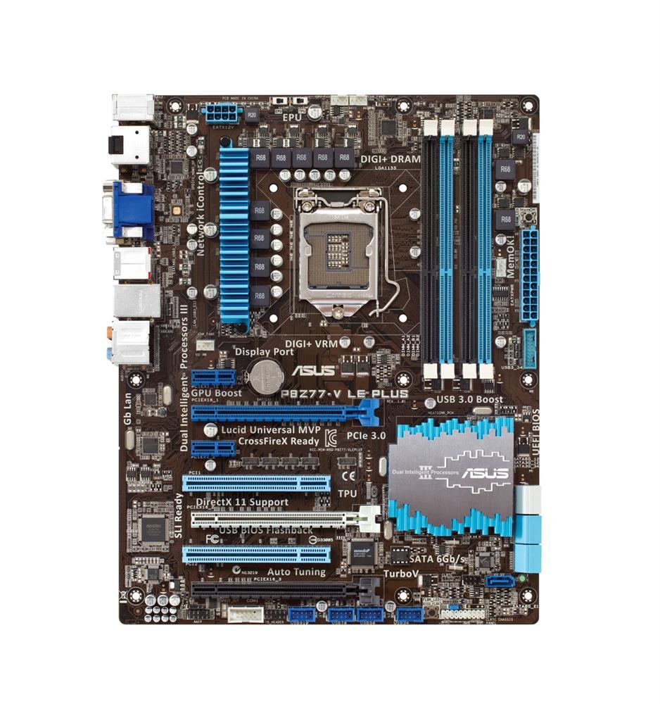 90-MIBIN0-G0EAY0VZ ASUS P8Z77-V LE Plus Socket LGA 1155 Intel Z77 Chipset 3rd/2nd Generation Core i7 / i5 / i3 / Pentium / Celeron Processors Support DDR3 4x DIMM 2x SATA 6.0Gb/s ATX Motherboard (Refurbished)