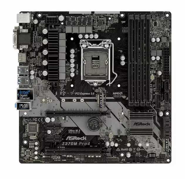 90-MXB660-A0UAYZ ASRock Z370M Pro4 Socket LGA 1151 Intel Z370 Chipset 8th Generation Core X-Series Processors Support DDR4 4x DIMM 6x SATA3 6.0Gb/s Micro-ATX Motherboard (Refurbished)