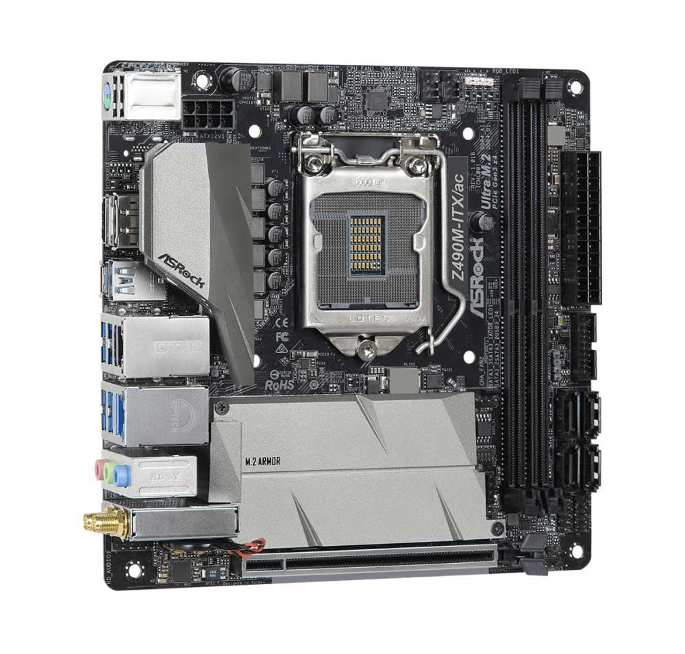 90-MXBC00-A0UAYZ ASRock Z490M-ITX/ac Socket LGA 1200 Intel Z490 Chipset 10th Generation Core Processors Support DDR4 2x DIMM 4x SATA3 6.0Gb/s Mini-ITX Motherboard (Refurbished)