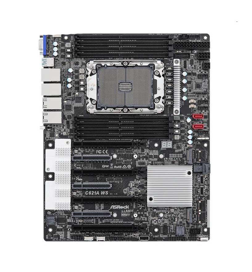 90-MXBGU0-A0UAYZ ASRock C621A WS Socket 4189 Intel C621A Chipset 10th Generation Intel Xeon Scalable Processors Support DDR4 8x DIMM 2x SATA3 6.0Gb/s ATX Motherboard (Refurbished)