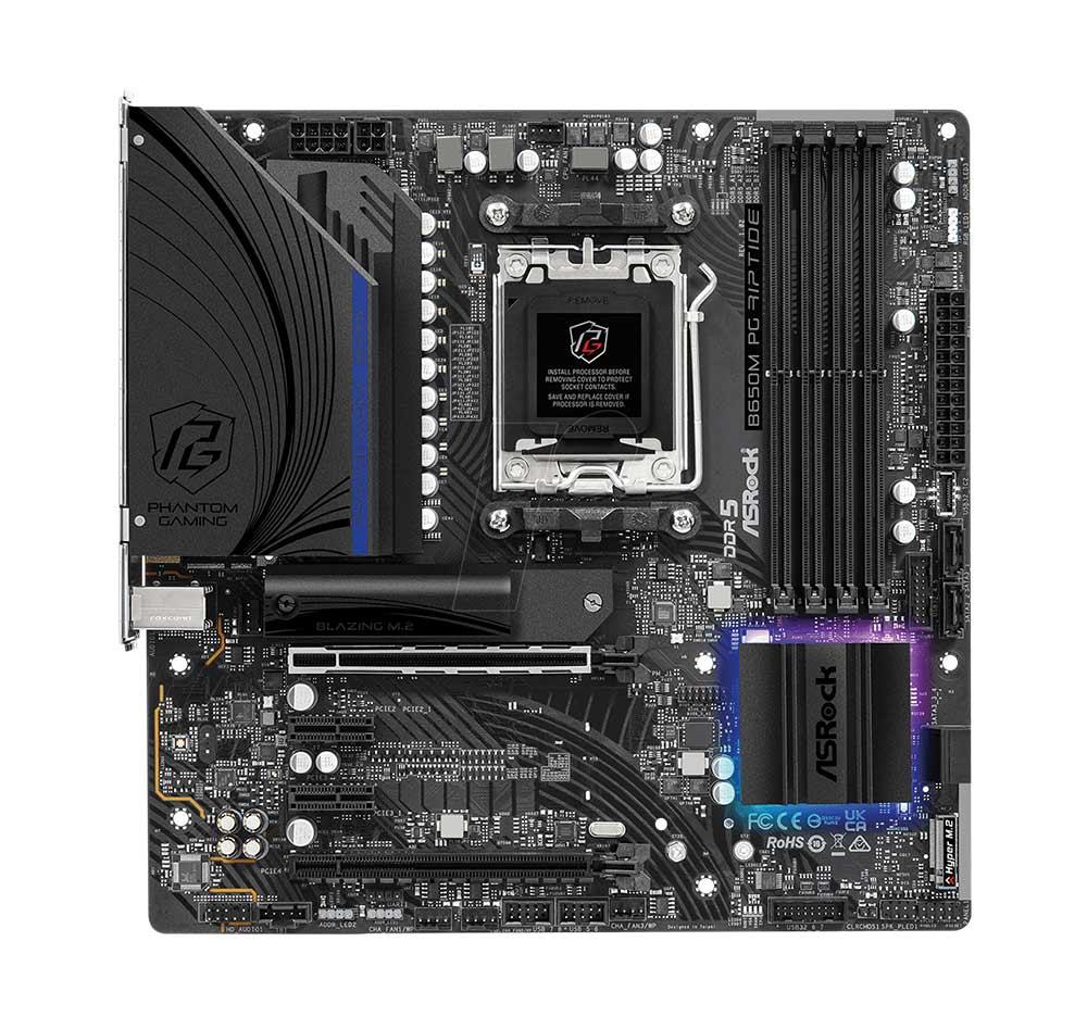 90-MXBJ90-A0UAYZ ASRock B650M PG Riptide Socket AM5 AMD B560 Chipset AMD Ryzen 7000 Series Processors Support DDR5 4x DIMM 4x SATA3 6.0Gb/s Micro-ATX Motherboard (Refurbished)