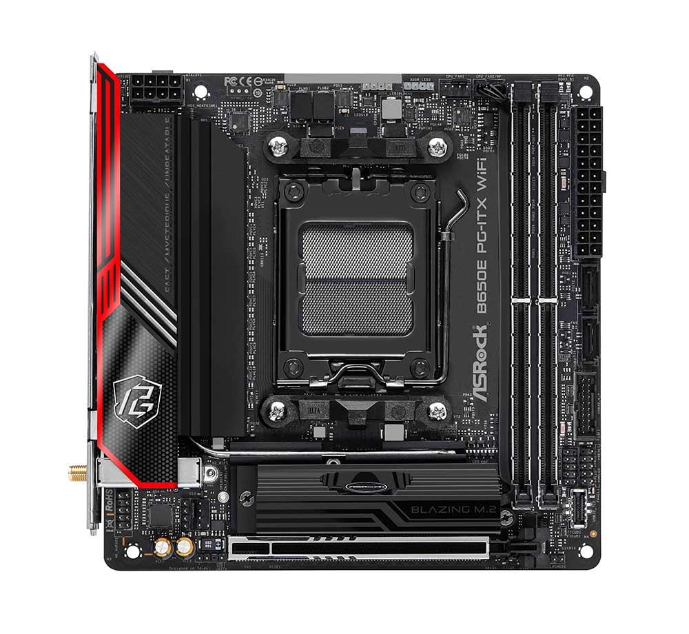 90-MXBJE0-A0UAYZ ASRock B650E PG-ITX WIFI Socket AM5 AMD B650 Chipset AMD Ryzen 7000 Series Processors Support DDR5 2x DIMM 2x SATA3 6.0Gb/s Mini-ITX Motherboard (Refurbished)