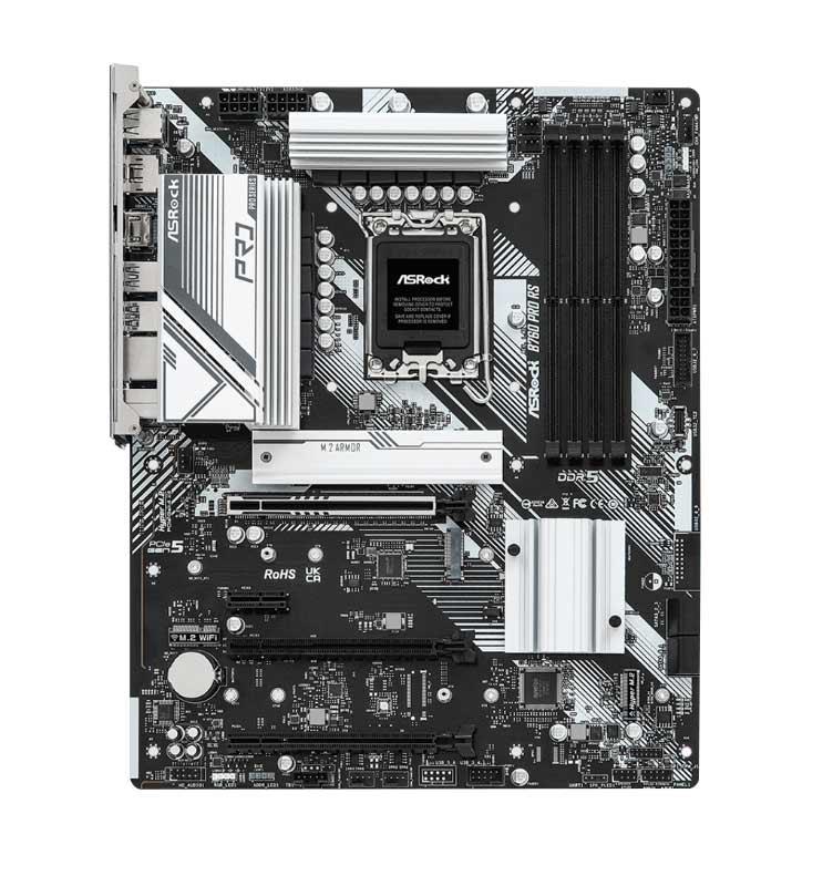 90-MXBKS0-A0UAYZ ASRock B760 Pro RS Socket LGA 1700 Intel B760 Chipset 13th/12th Generation Core Processors Support DDR5 4x DIMM 4x SATA3 6.0Gb/s ATX Motherboard (Refurbished)