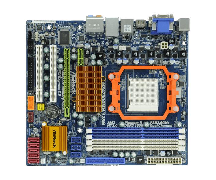 90-MXGBH0-A0UAYZ ASRock Socket AM3 AMD 790GX + SB750 Chipset AMD Phenom II X6/ II X4/ II X3/ II X2 / AMD Athlon II X4/ II X3/ II X2/ AMD Sempron Processors Support DDR3 4x DIMM 5x SATA2 3.0Gb/s Micro-ATX Motherboard (Refurbished)