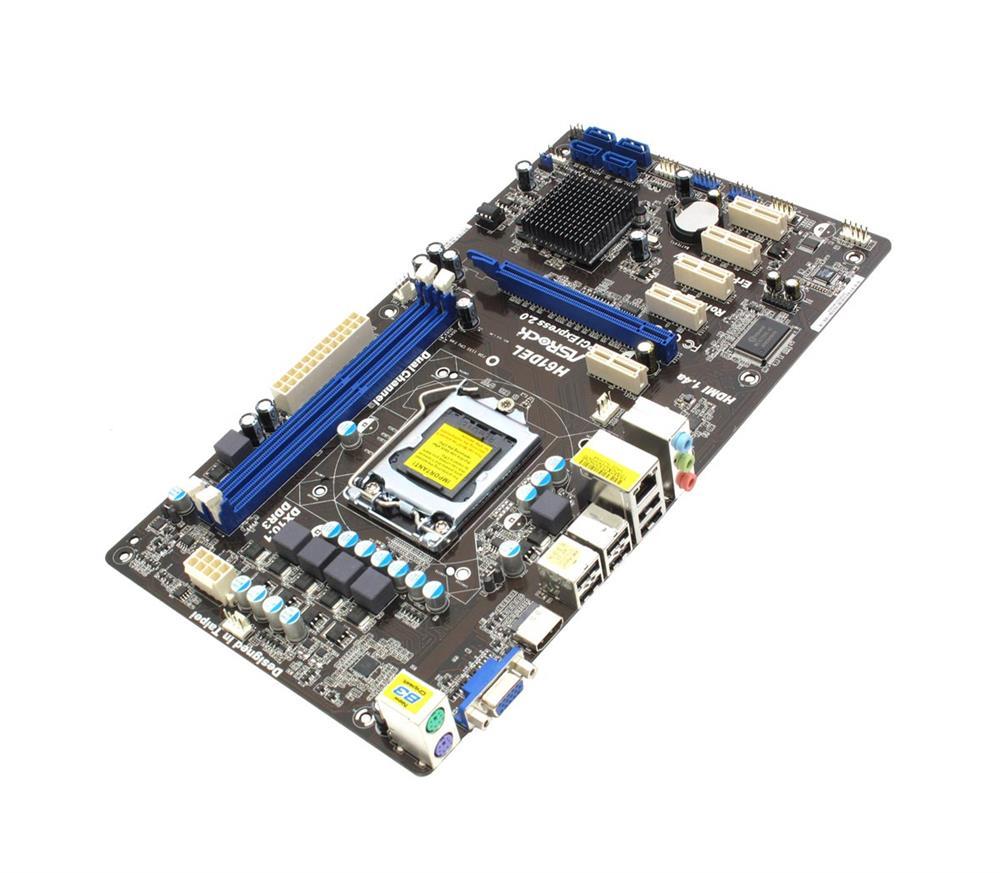 90-MXGJ10-A0UAYZ ASRock H61DEL Socket LGA 1155 Intel H61 Chipset 3rd/2nd Generation Core i7 / i5 / i3 / Pentium / Celeron Processors Support DDR3 2x DIMM 4x SATA2 3.0Gb/s ATX Motherboard (Refurbished)