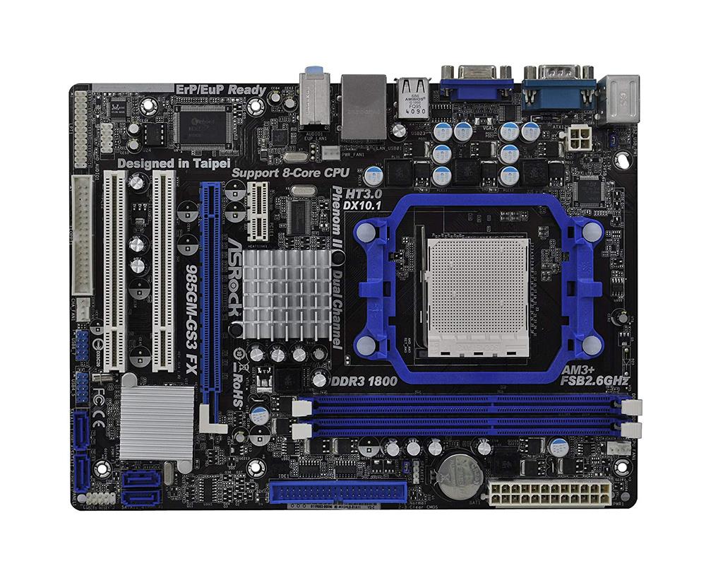 90-MXGKL0-A0UAYZ ASRock Socket AM3+/ AM3 AMD 785G + SB710 Chipset AMD Phenom II X6/ Phenom II X4/ Phenom II X3/ Phenom II X2/ AMD Athlon II X4/ Athlon II X3/ Athlon X2 / AMD Sempron Processors Support DDR3 2x DIMM 4x SATA2 3.0Gb/s Micro-ATX Motherboard (Refurbished)