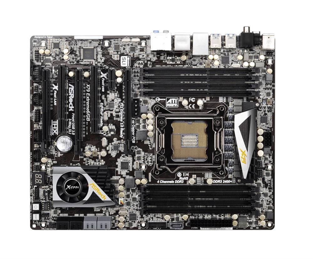 90-MXGLG0-A0UAYZ ASRock X79 Extreme6/GB Socket LGA 2011 Intel X79 Chipset Core i7 Processors Support DDR3 8x DIMM 2x SATA3 6.0Gb/s ATX Motherboard (Refurbished)