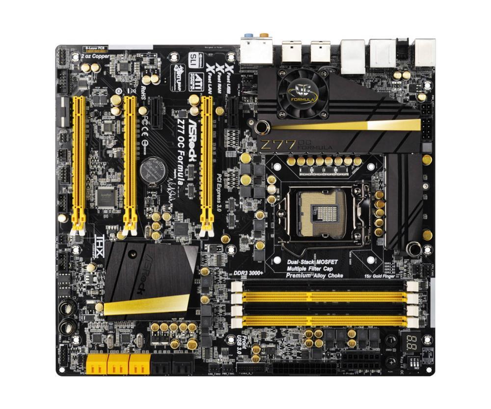 90-MXGMV0-A0UAYZ ASRock Z77 OC Formula Socket LGA 1155 Intel Z77 Chipset 3rd/2nd Generation Core i7 / i5 / i3 / Pentium / Celeron / Xeon Processors Support DDR3 4x DIMM 2x SATA3 6.0Gb/s E-ATX Motherboard (Refurbished)