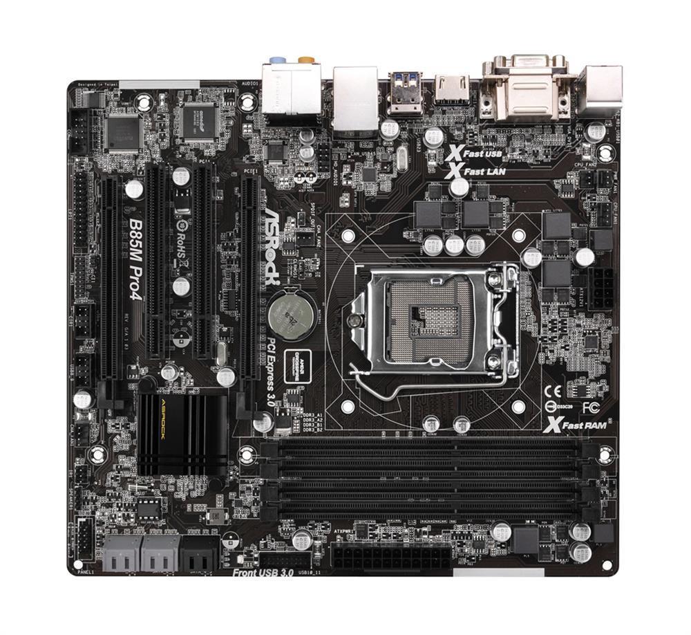 90-MXGQ20-A0UAYZ ASRock B85M Pro4 Socket LGA 1150 Intel B85 Chipset 4th & 4th Generation Core i7 / i5 / i3 / Pentium / Celeron Processors Support DDR3/DD3L 4x DIMM 4x SATA3 6.0Gb/s Micro-ATX Motherboard (Refurbished)