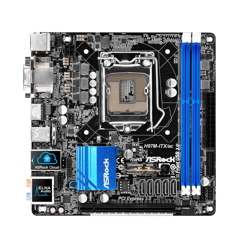 90-MXGTF0-A0UAYZ ASRock Socket-LGA1150 Chipste H97 mini-ITX System Board (Refurbished)