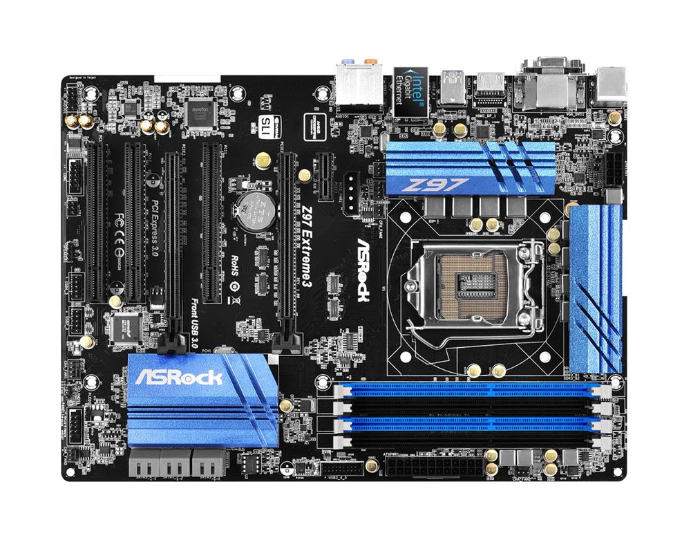 90-MXGU90-A0UAYZ ASRock Socket-LGA1150 Chipset Z97 Extreme3 4 x DDR3 6 x SATA 6Gbps 2 x PCIe 3.0 x16 ATX System Baord (Refurbished)