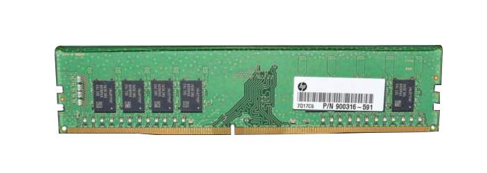 900316-591 HP 16GB PC4-19200 DDR4-2400MHz non-ECC Unbuffered CL17 288-Pin DIMM 1.2V Dual Rank Memory Module