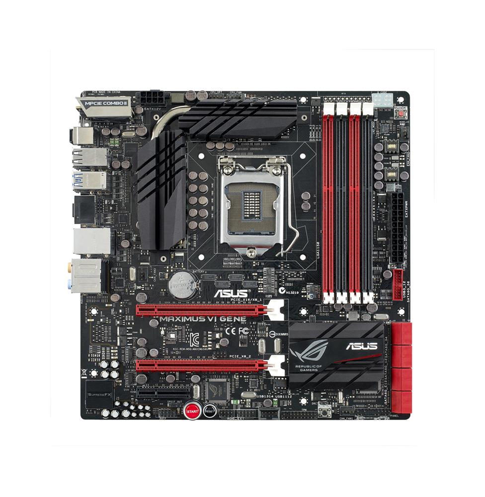 90MB0E10-M0EAY0 ASUS MAXIMUS VI GENE Socket LGA 1150 Intel Z87 Chipset 4th Generation Core i7 / i5 / i3 / Pentium / Celeron Processors Support DDR3 4x DIMM 6x SATA 6.0Gb/s mATX Motherboard (Refurbished)