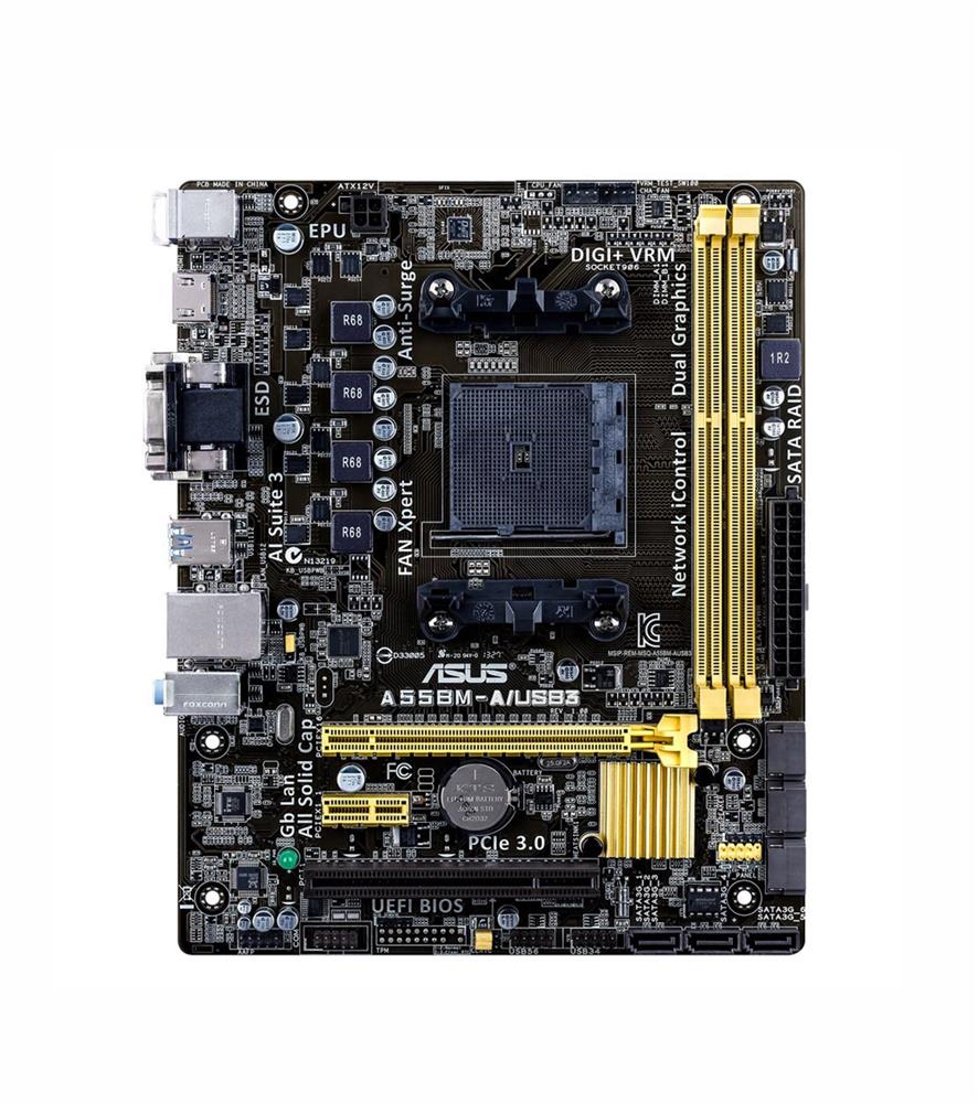 90MB0HA0-M0EAY0 ASUS A55bm-a/usb3 Amd Socket Fm2+ 2xDDR3 Max.32GB Amd A55 Amd Ra Motherboard (Refurbished)