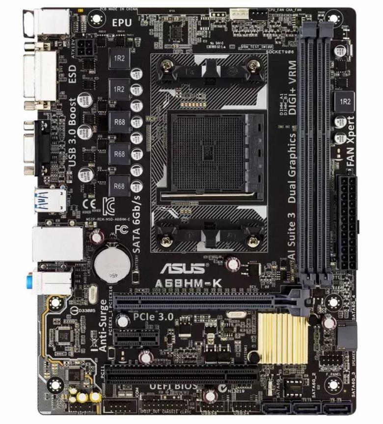 90MB0KU0-M0EAY0 ASUS A68HM-K Socket FM2+ AMD A68H Chipset AMD Athlon/ AMD A-Series Processor Support DDR3 2x DIMM 4x SATA 6.0G/s Micro-ATX Motherboard (Refurbished)
