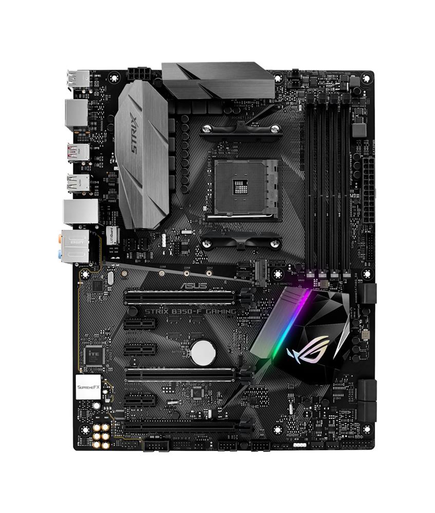 90MB0UJ0-M0EAY0 ASUS ROG STRIX B350-F GAMING Socket AM4 AMD B350 Chipset AMD Ryzen/ 7th Generation A-Series/ Athlon Processors Support DDR4 4x DIMM 6x SATA 6.0Gb/s ATX Motherboard (Refurbished)