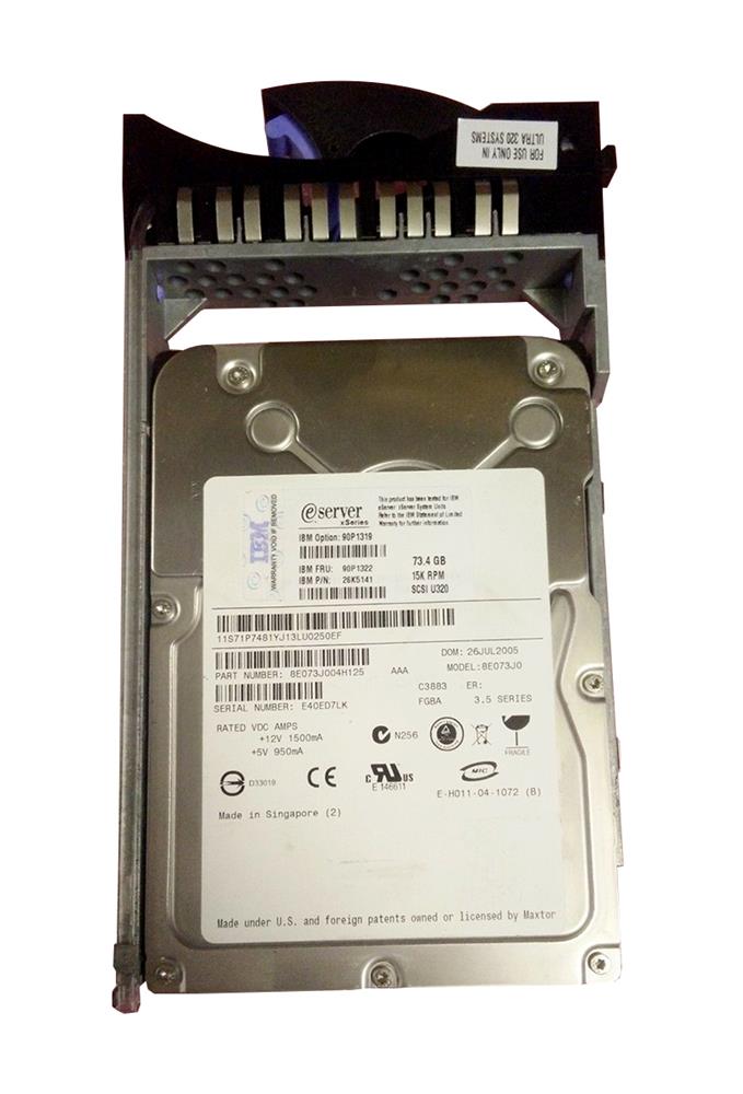 90P1319 IBM 73.4GB 15000RPM Ultra-320 SCSI 80-Pin Hot Swap 3.5-inch Internal Hard Drive