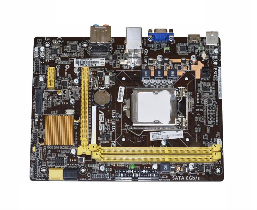90PA05G0-M1XBN0 ASUS H81M-E Socket LGA 1150 Intel H81 Chipset 4th Generation Core i7 / i5 / i3 / Pentium / Celeron Processors Support DDR3 2x DIMM 2x SATA 6.0Gb/s uATX Motherboard (Refurbished)