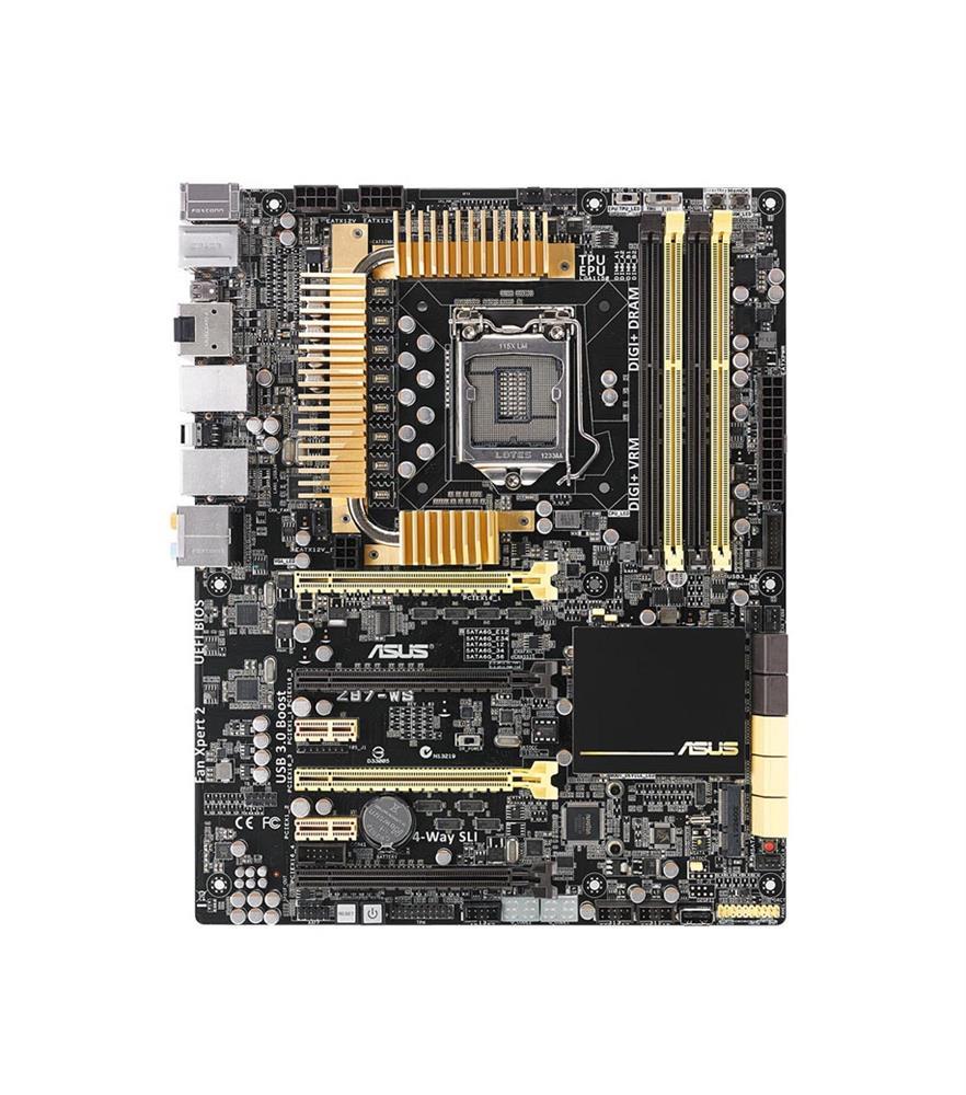 90SB0390-M0EAY5 ASUS Z87-WS Socket LGA 1150 Intel Z87 Chipset 4th Generation Core i7 / i5 / i3 / Pentium / Celeron / Xeon E3-1200 v3 Processors Support DDR3 4x DIMM 6x SATA 6.0Gb/s ATX Server Motherboard (Refurbished)