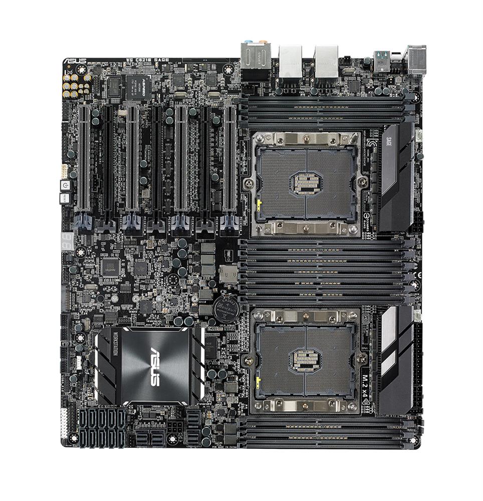 90SW0021-M0EAY0 ASUS  WS C621E SAGE Socket LGA 3647 Intel C621 Chipset Intel Xeon Scalable Processors Support DDR4 12x DIMM 10x SATA 6.0Gb/s EEB Server Motherboard (Refurbished)