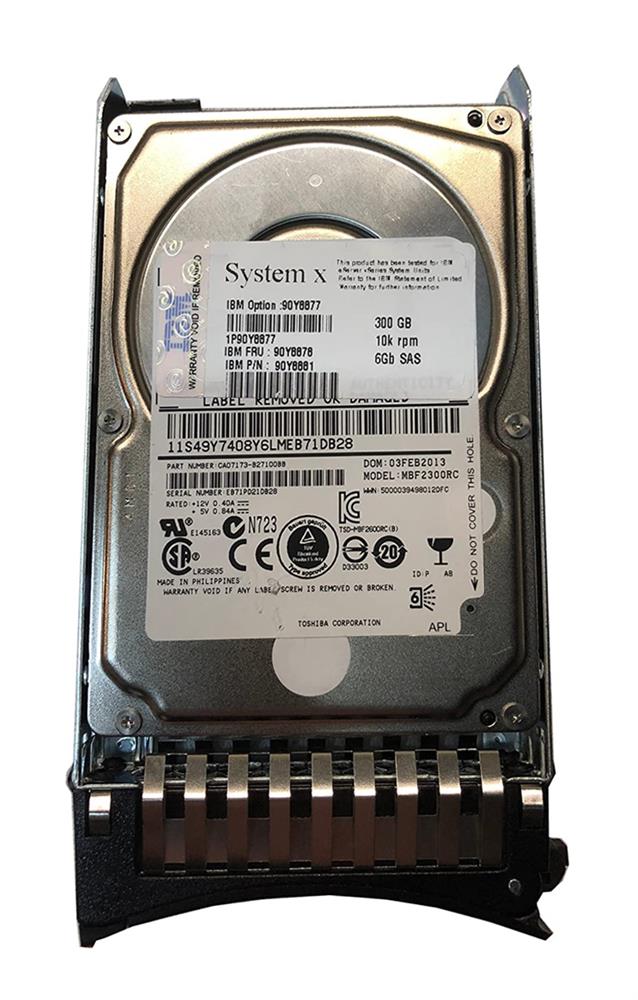 90Y8878-06 IBM 300GB 10000RPM SAS 6Gbps Hot Swap 2.5-inch Internal Hard Drive for System x3650 M2