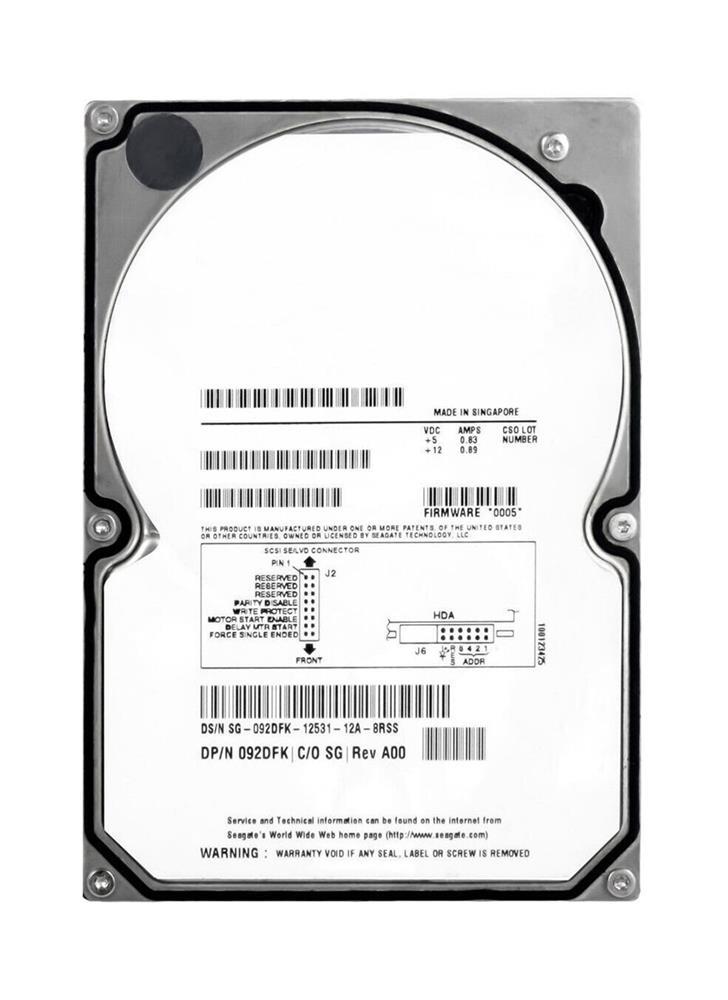 92DFK Dell 18.2GB 10000RPM Ultra-160 SCSI 80-Pin 4MB Cache 3.5-inch Internal Hard Drive