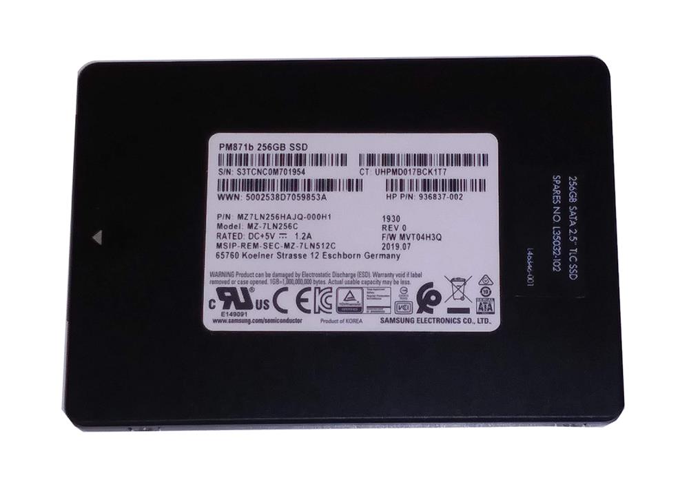936837-002 HP 256GB TLC SATA 6Gbps 2.5-inch Internal Solid State Drive (SSD)