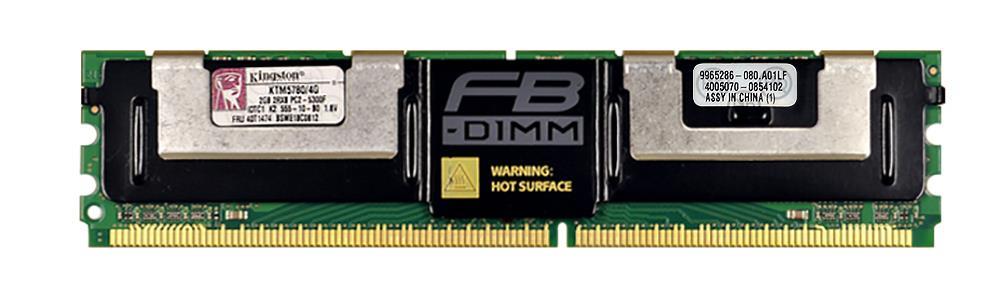 9965286-080 Kingston 2GB PC2-5300 DDR2-667MHz ECC Fully Buffered CL5 240-Pin DIMM Dual Rank x8 Memory Module