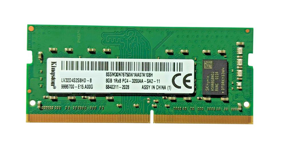 9995700-E15.A00G Kingston 8GB PC4-25600 DDR4-3200MHz non-ECC Unbuffered CL22 260-Pin SoDimm 1.2V Single Rank Memory Module