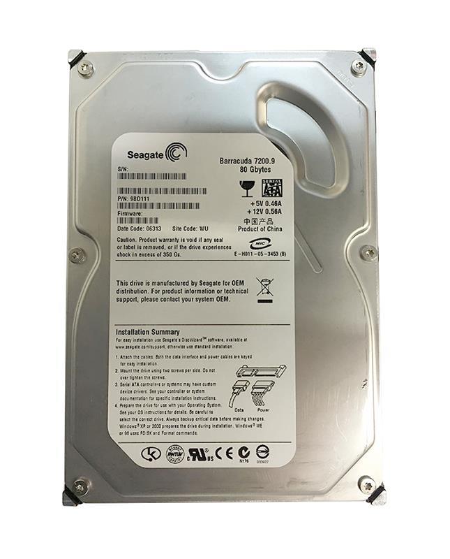 9BD111-304 Seagate Barracuda 7200.9 80GB 7200RPM SATA 3Gbps 2MB Cache 3.5-inch Internal Hard Drive
