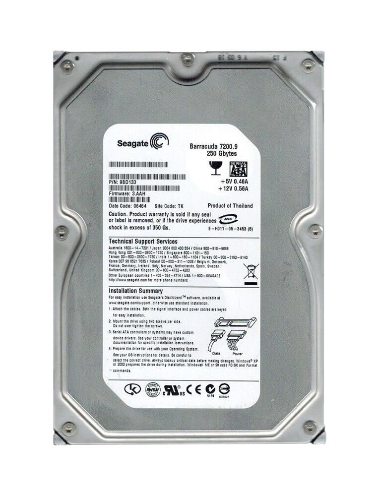 9BD133-021 Seagate Barracuda 7200.9 250GB 7200RPM SATA 3Gbps 8MB Cache 3.5-inch Internal Hard Drive