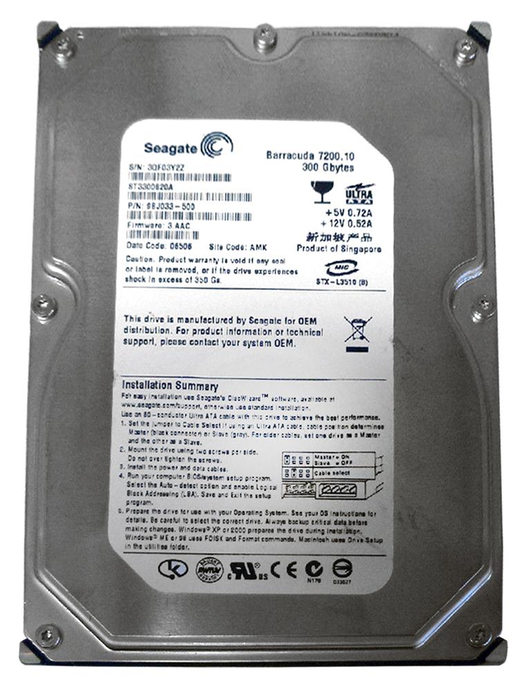 9BJ033-500 Seagate Barracuda 7200.10 300GB 7200RPM ATA-100 8MB Cache 3.5-inch Internal Hard Drive