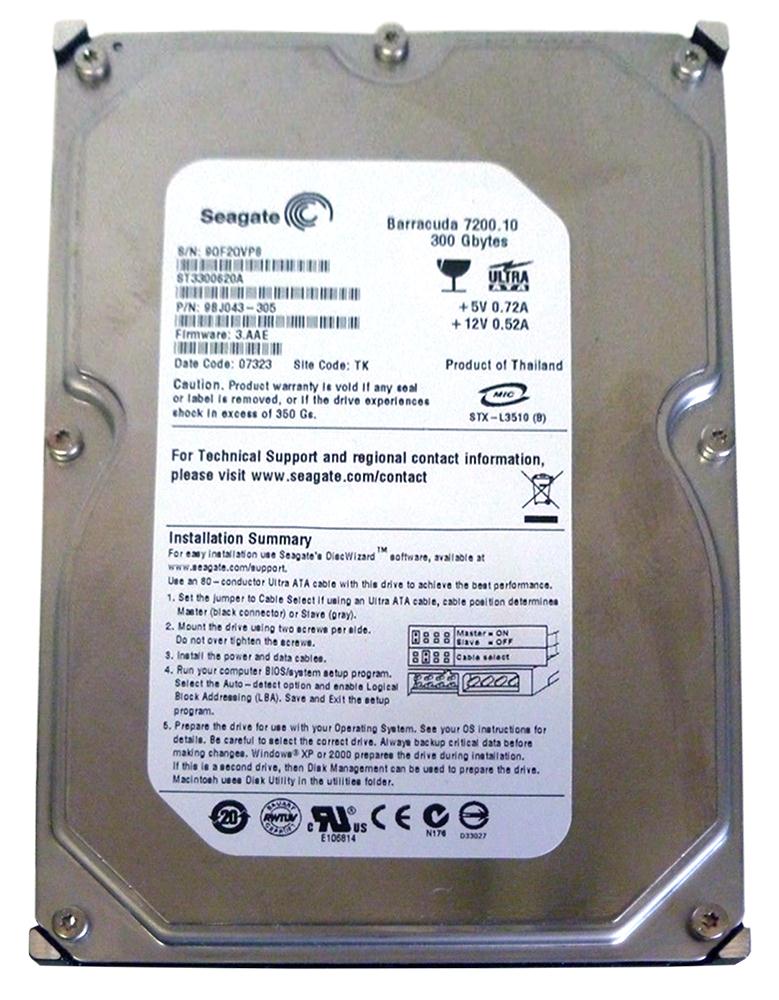 9BJ043-305 Seagate Barracuda 7200.10 300GB 7200RPM ATA-100 16MB Cache 3.5-inch Internal Hard Drive