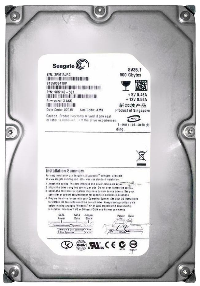 9CS148-501 Seagate SV35 500GB 7200RPM SATA 3Gbps 16MB Cache 3.5-inch Internal Hard Drive