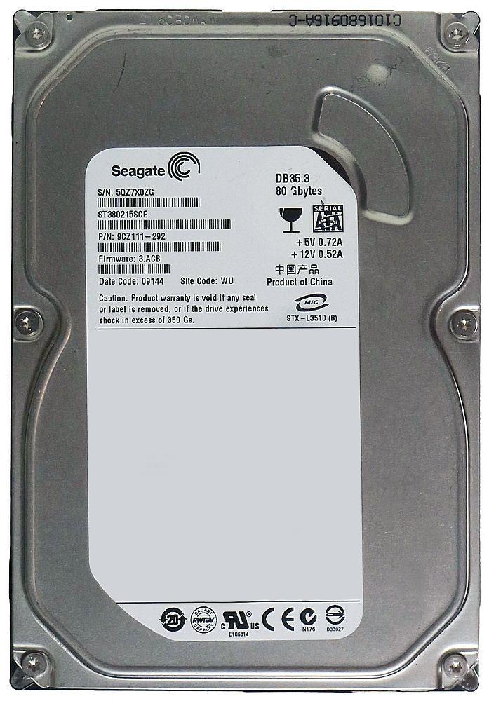 9CZ111-292 Seagate DB35 Series 80GB 7200RPM SATA 3Gbps 2MB Cache 3.5-inch Internal Hard Drive