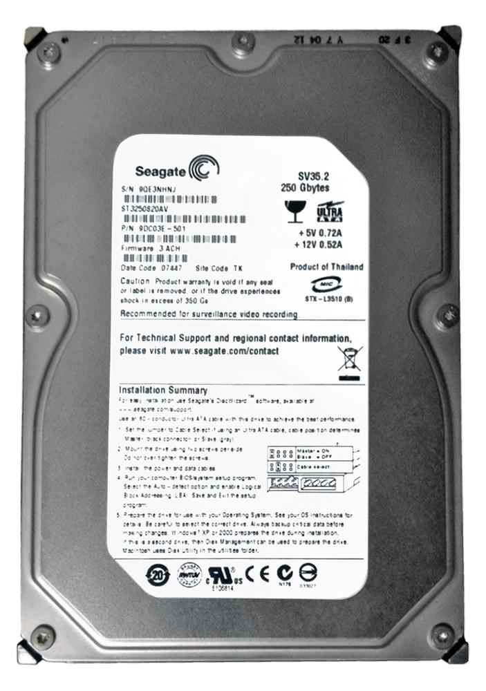 9DC03E-501 Seagate SV35.2 250GB 7200RPM ATA-100 8MB Cache 3.5-inch Internal Hard Drive