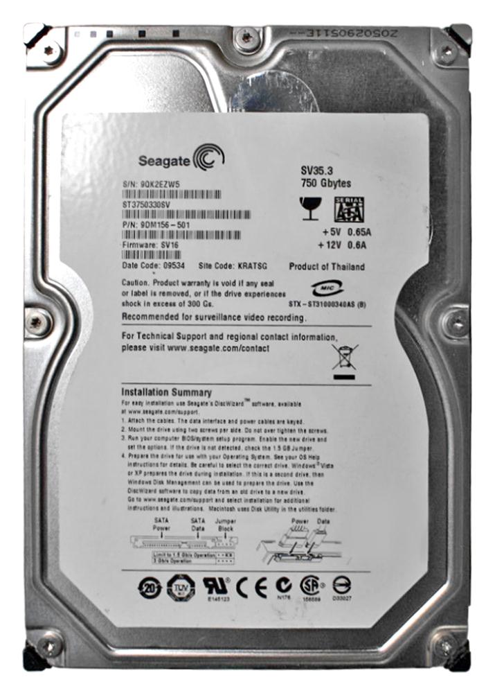 9DM156-501 Seagate SV35.3 750GB 7200RPM SATA 3Gbps 32MB Cache 3.5-inch Internal Hard Drive