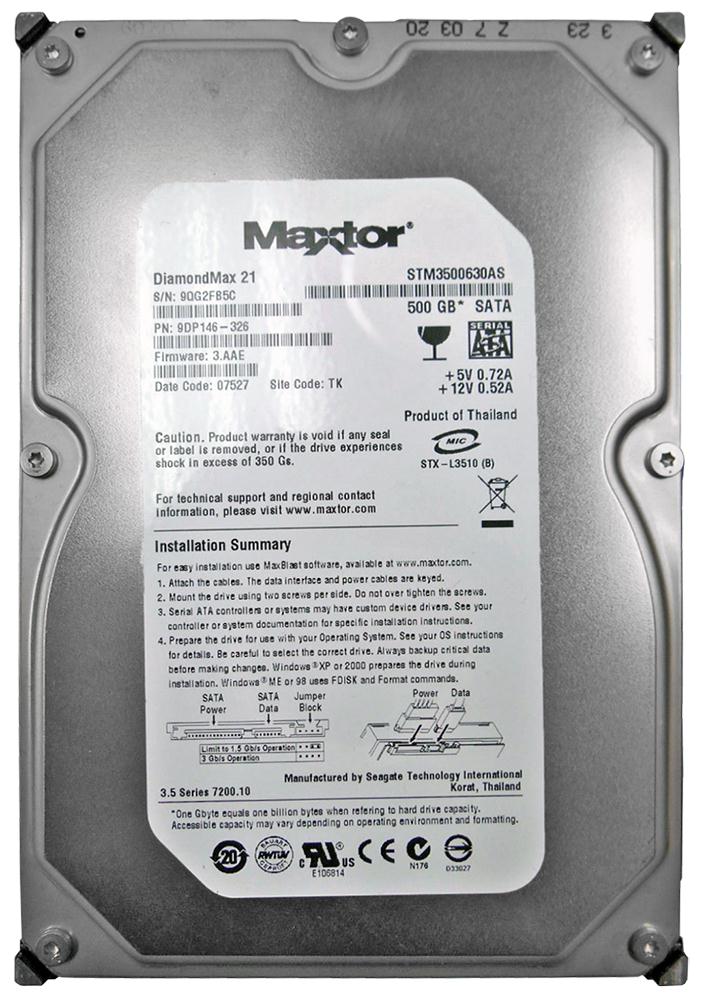 9DP146-326 Seagate DiamondMax 21 500GB 7200RPM SATA 3Gbps 16MB Cache 3.5-inch Internal Hard Drive