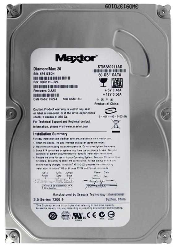 9DR111-326 Seagate DiamondMax 20 80GB 7200RPM SATA 3Gbps 2MB Cache 3.5-inch Internal Hard Drive