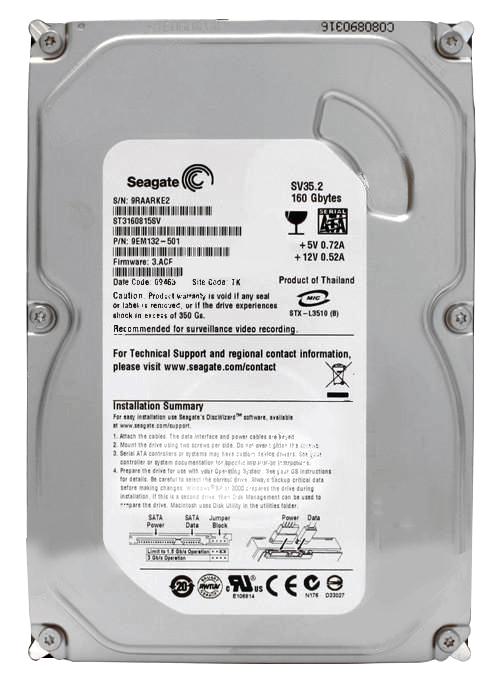 9EM132-501 Seagate SV35.2 Series 160GB 7200RPM SATA 3Gbps 8MB Cache 3.5-inch Internal Hard Drive