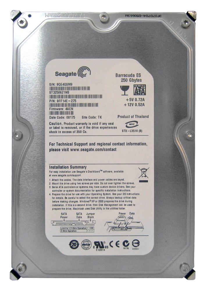9FF14E-275 Seagate Barracuda ES 250GB 7200RPM SATA 3Gbps 16MB Cache 3.5-inch Internal Hard Drive