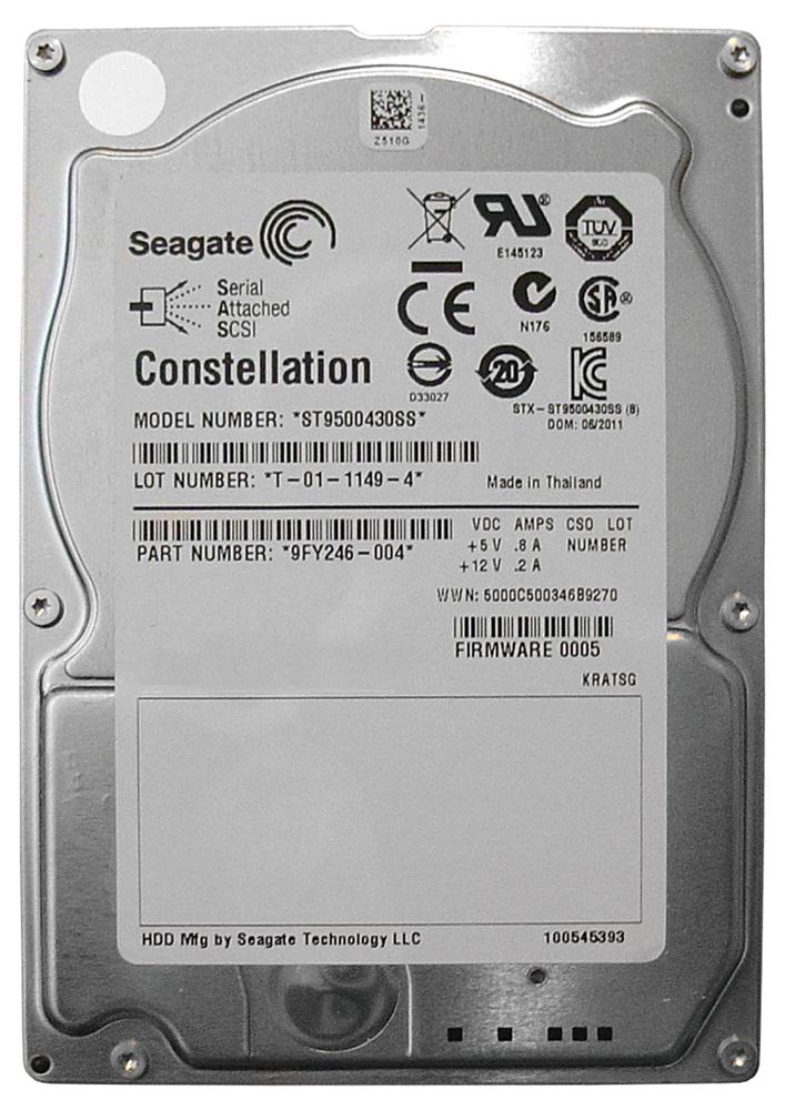 9FY246-004 Seagate Constellation 7200 500GB 7200RPM SAS 6Gbps 16MB Cache 2.5-inch Internal Hard Drive