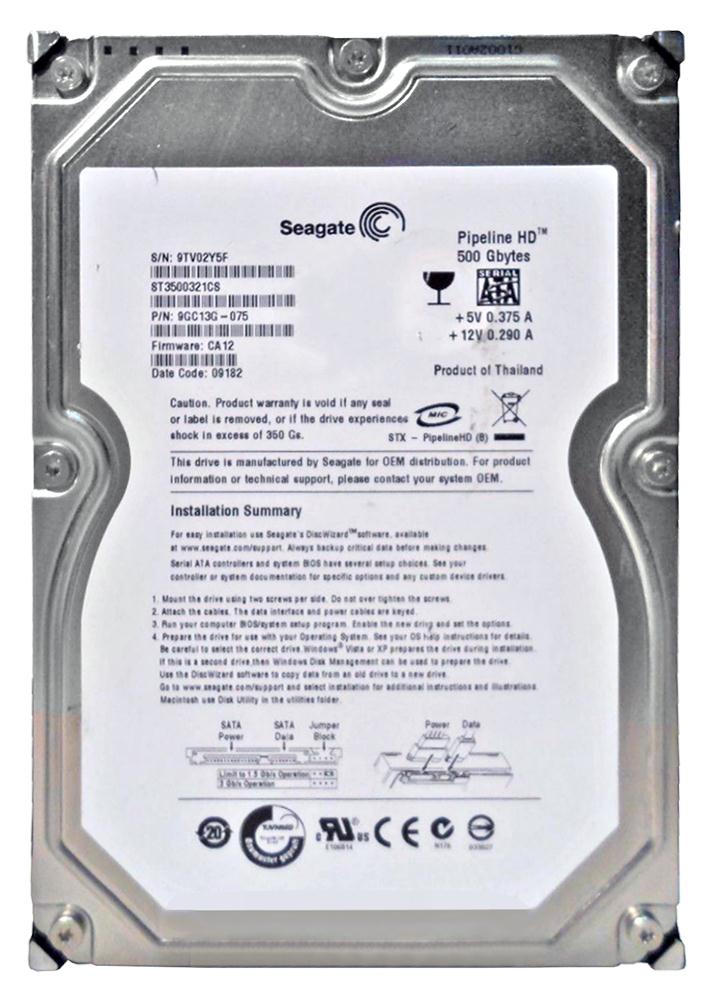 9GC13G-075 Seagate Pipeline HD 500GB 5900RPM SATA 3Gbps 8MB Cache 3.5-inch Internal Hard Drive