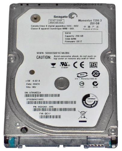 9GEG43-035 Seagate Momentus 7200.3 250GB 7200RPM SATA 3Gbps 16MB Cache 2.5-inch Internal Hard Drive