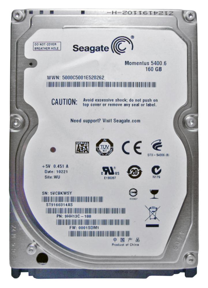 9HH13C-188 Seagate Momentus 5400.6 160GB 5400RPM SATA 3Gbps 8MB Cache 2.5-inch Internal Hard Drive