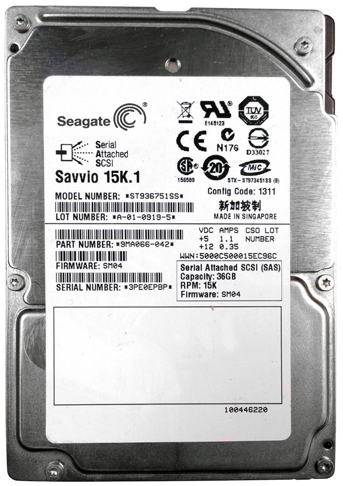 9MA066-042 Seagate Savvio 15K 36.7GB 15000RPM SAS 3Gbps 16MB Cache 2.5-inch Internal Hard Drive