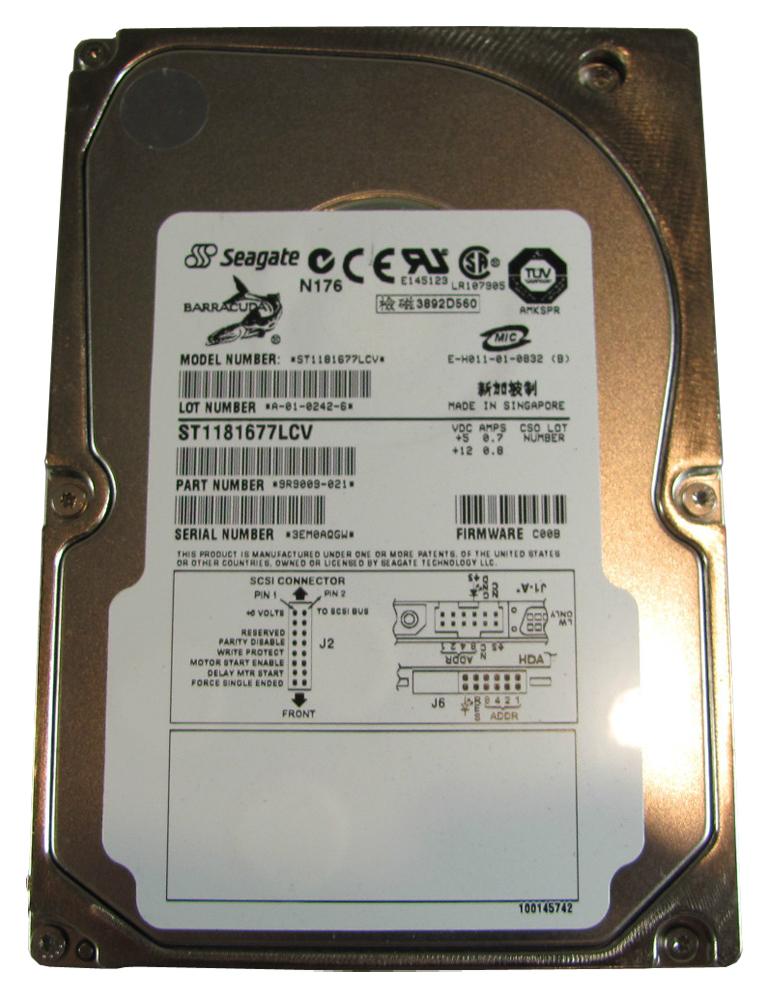 9R9009-021 Seagate Barracuda 180 181.6GB 7200RPM Ultra-160 SCSI 80-Pin 16MB Cache 3.5-inch Internal Hard Drive