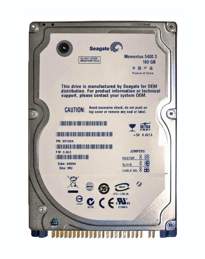 9S1034-308 Seagate Momentus 5400.3 160GB 5400RPM ATA-100 8MB Cache 2.5-inch Internal Hard Drive