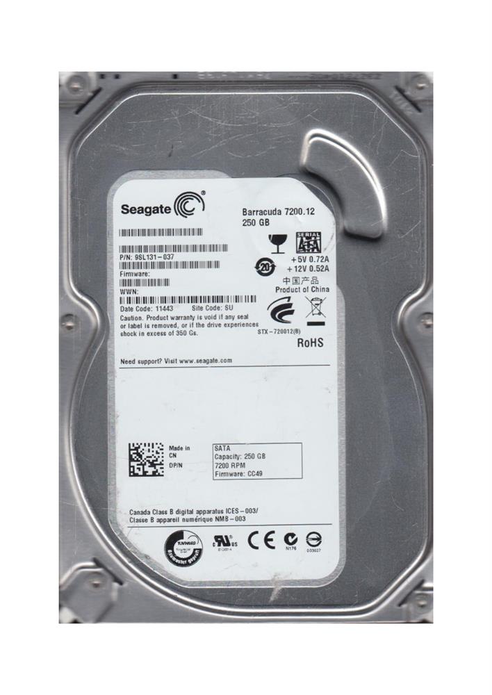 9SL131-037 Seagate Barracuda 7200.12 250GB 7200RPM SATA 3Gbps 8MB Cache 3.5-inch Internal Hard Drive